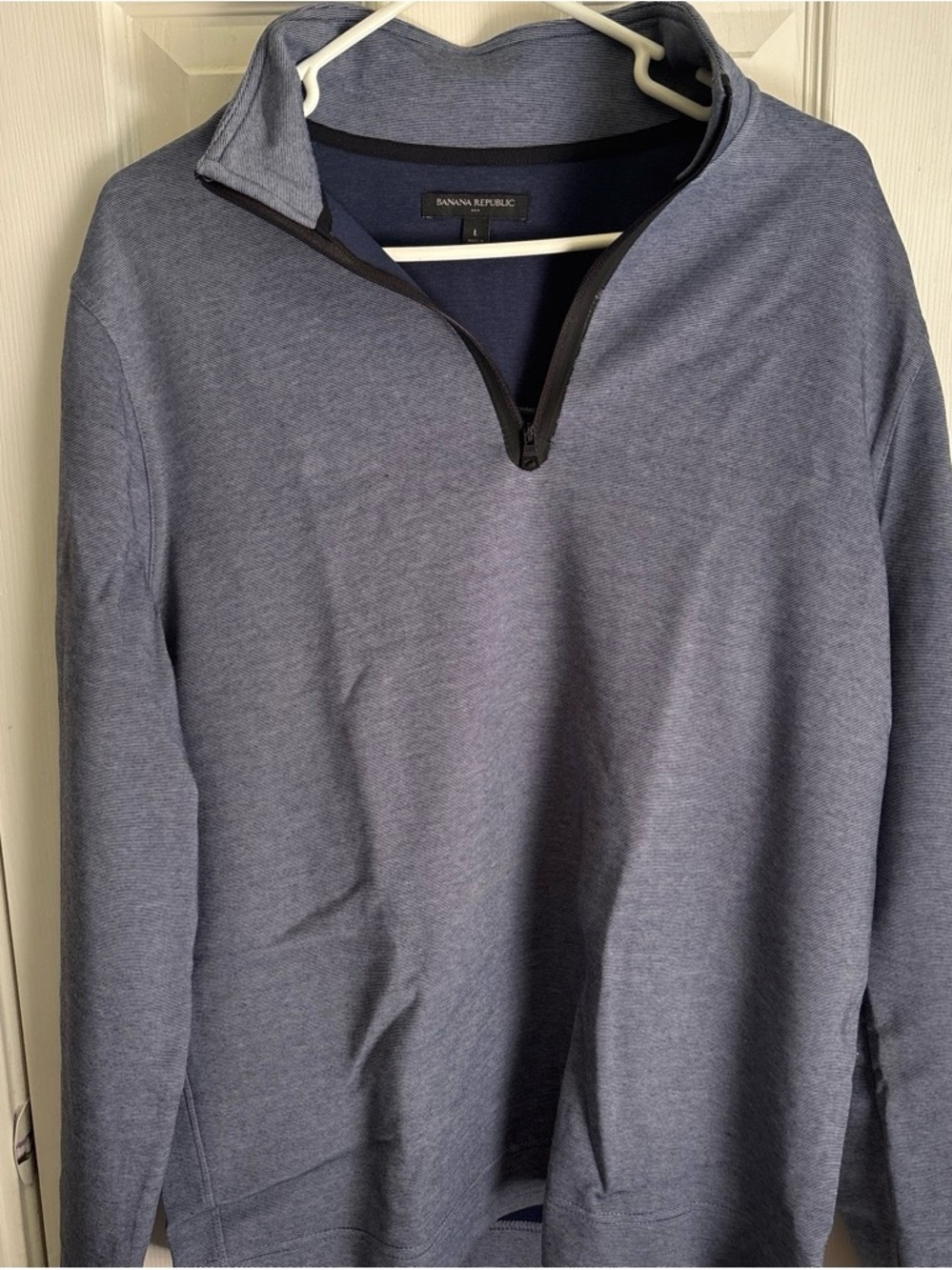Banana Republic Navy and Light Blue Quarter-Zip Pullover